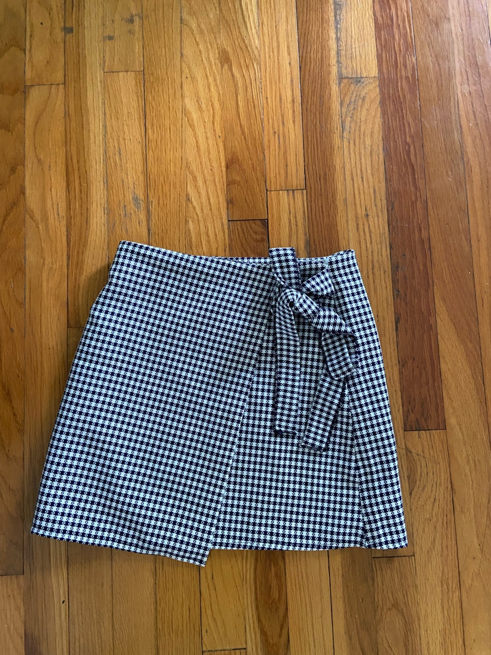 Nasty Gal Black and White Gingham Mini Wrap Skirt